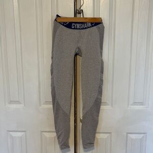 Gymshark Gray Leggings with Purple Waistband